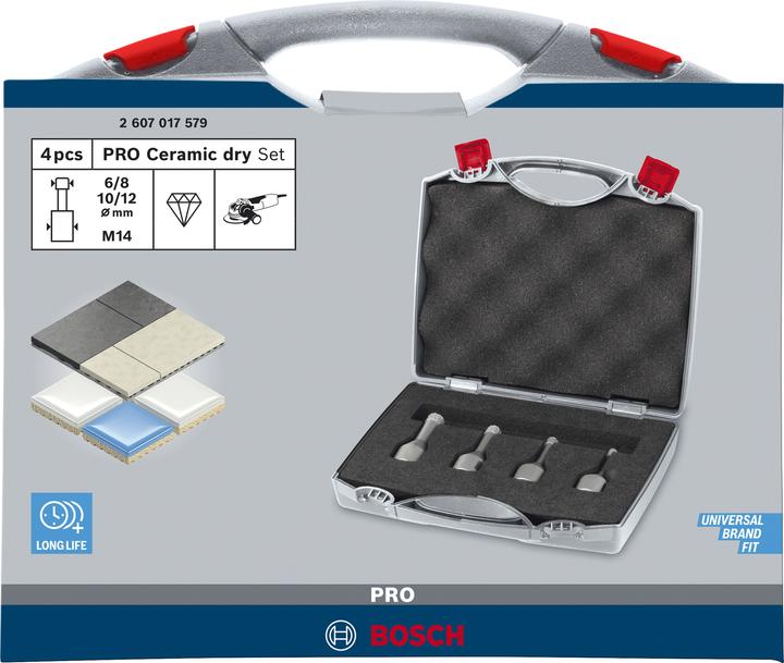 Actual product image Bosch Professional Zubehör PRO Ceramic dry X-Lock core bit set, 6 x 30, 8 x 30, 10 x 30, 12 x 30 mm, 4 pcs. (6, 8, 10, 12 mm)