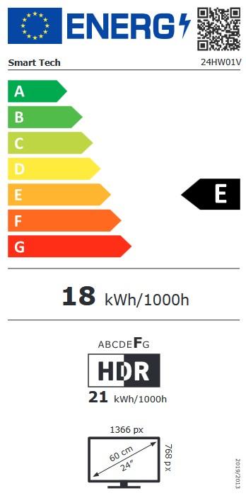 Label énergétique Smart Tech SMART-TECH TV LED 24' HD ohne Rahmen (24", LED, HD ready)
