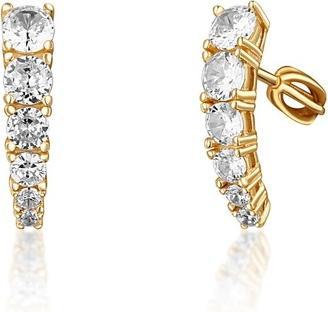 Actual product image JVD - Sparkling gold-plated earrings with clear zircons SVLE1618XH2GOSR