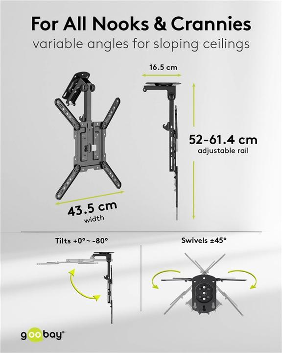 Actual product image Goobay Basic M TV ceiling mount, black (Ceiling, 55", 20 kg)