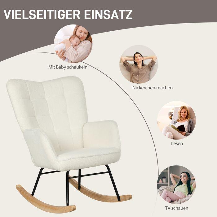Produktbild Swisshandel24 Schaukelstuhl Sessel Relaxsessel bis 120 kg, Polyester, Weiss 98x71x101cm