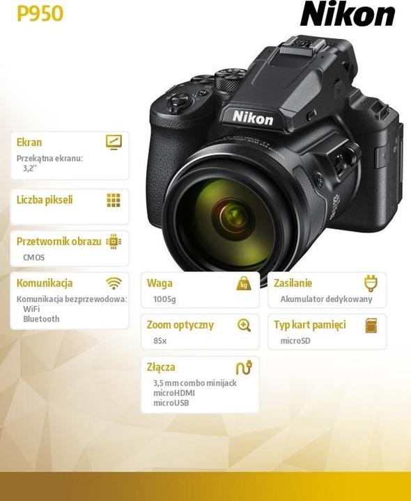 Actual product image Nikon Coolpix P950 (4.3 - 357 mm, 16 Mpx, 1/2,3'')