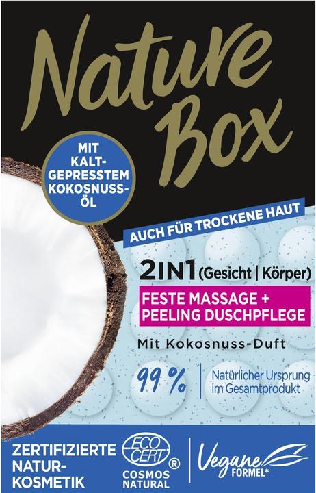 Nature Box 2in1 (Face & Body) Massage + Scrub Bar90g, With Cold-Pressed Coconut Oil Known to Contain