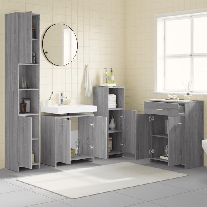 Produktbild VidaXL Badmöbel Set Badezimmermöbel Set Badezimmerschrank 4 tlg. Grau Sonoma