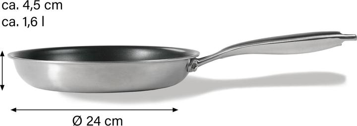 Produktbild Silverstar Edelstahlpfanne 24 cm mit Antihaftbeschichtung für Induktion und Backofen (Pfannenset + Topfset, Edelstahl)