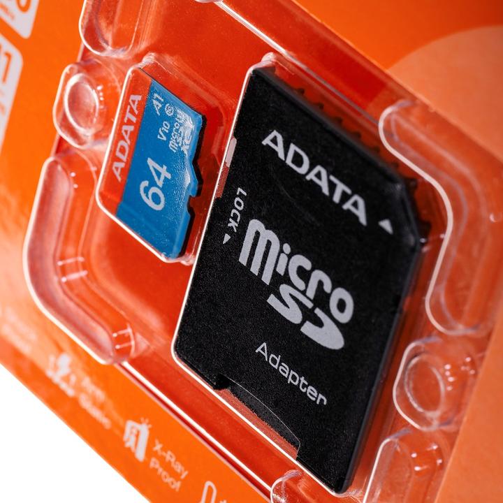 Actual product image Adata Premier Flash memory card (microSDXC to SD adapter included) (64 GB, microSDXC, U1, UHS-I)