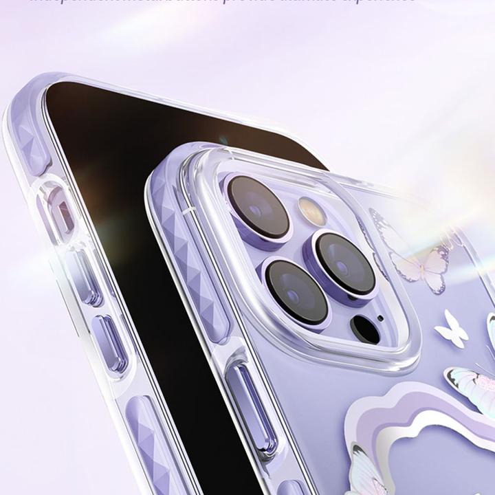 Image du produit Kingxbar Butterfly Series boîtier magnétique pour iPhone 14 Pro Max MagSafe boîtier avec papillons bleus (Apple iPhone 14 Pro Max)