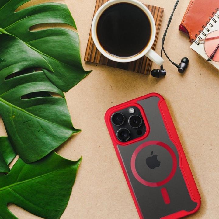 Actual product image OEM Book case SMART MAG Book case compatible with MagSafe for IPHONE 16 Pro red (Apple iPhone 16 Pro)