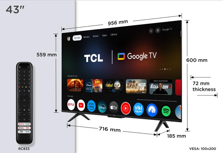 Produktbild TCL 43P7K (43", QLED, 4K, 2025)