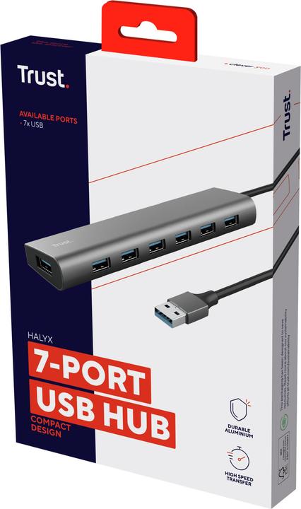 Image du produit Trust I/O HUB USB 7PORT HALYX/24967 (USB-A, 7 Ports)