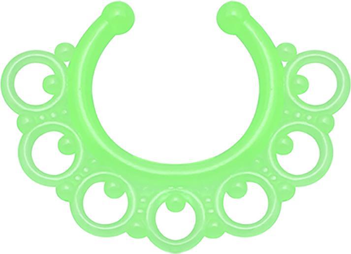 Star Piercing Fake Septum Tribal mit Kugeln grün "Glow"