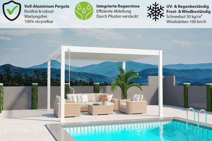 Image du produit Weide Pergola Deluxe Plus avec toit à lamelles 3.6x4m Blanc (400 cm, 360 cm)