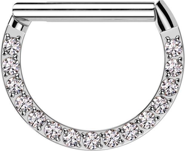 Produktbild Star Piercing Micro Segmentring klappbar silber Halbring front Kristalle silber (ohne Messing, Chirurgenstahl 316L)