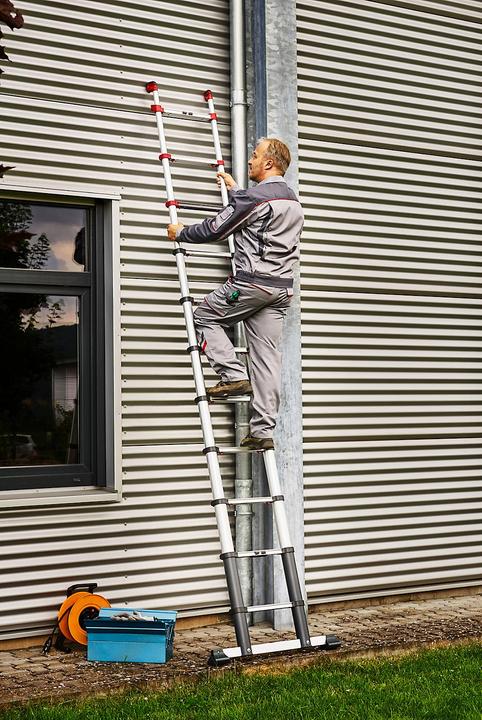 Productafbeelding Hailo FlexLine, aluminium veiligheidstelescopische ladder, 9 sporten (Enkele ladder, 264 cm)
