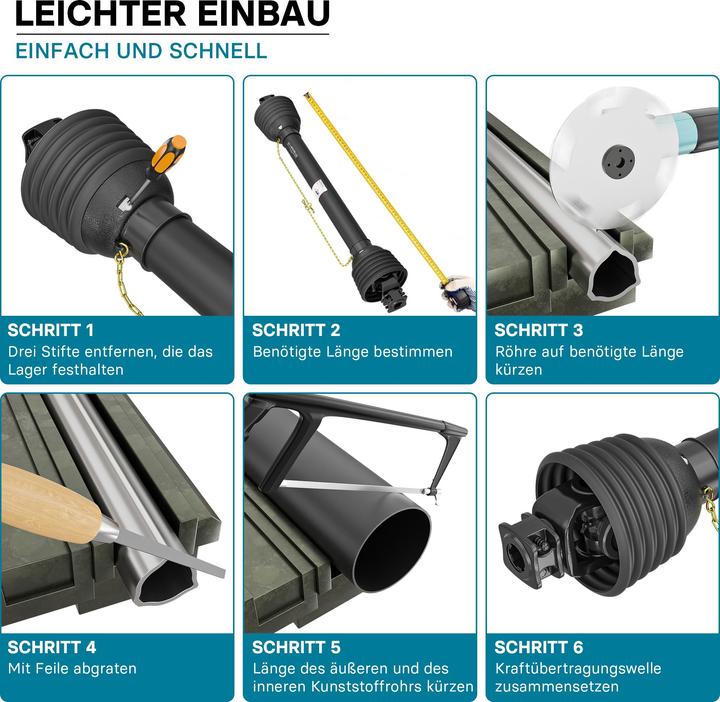 Produktbild Wiltec Zapfwelle T8 Gelenkwelle 1500-1950mm 1240Nm 540U/min PTO-Shaft 110kW 1 3/8" Z6