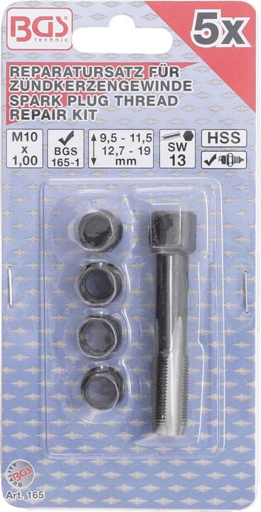 Produktbild BGS Reparatursatz für Zündkerzengewinde | M10 x 1,0 mm | 5-tlg.