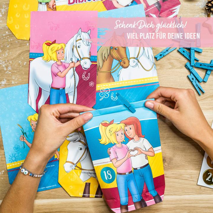 Produktbild Papierdrachen Adv Tüten weiss - bunt bedruckt - Bibi und Tina - Set 23