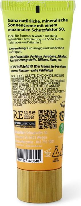 Actual product image ReUseMe LOVE SUN Sun Cream SPF 50 natural fragrance-free nano-free cream (Suntan cream, SPF 50, 30 ml)