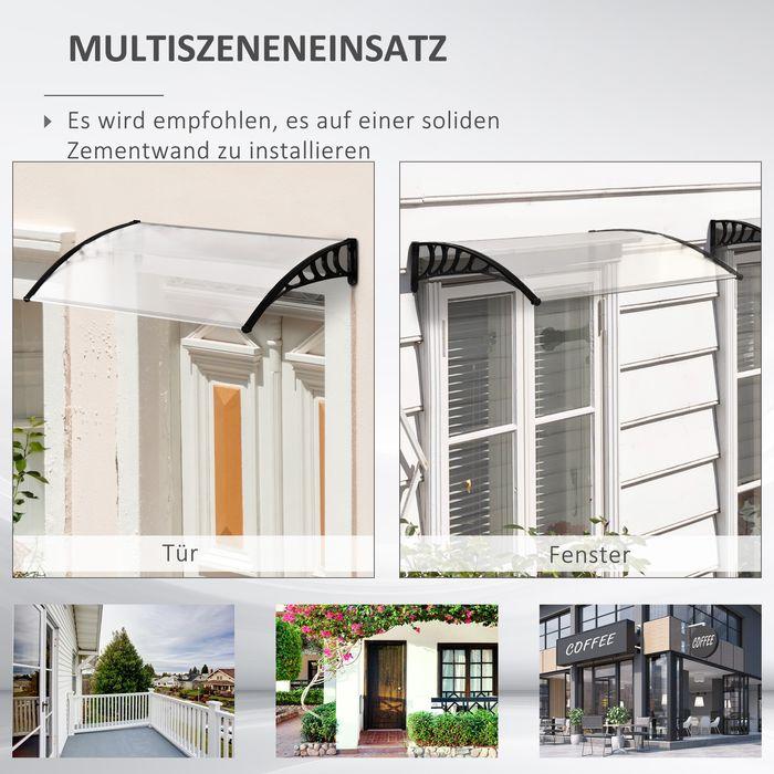 Produktbild Swisshandel24 Vordach für Haustür Überdachung 89 x 122 cm Haustürdach aus Polycarbonat, Weiss