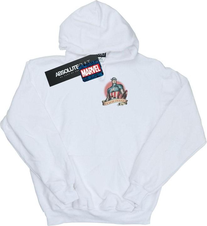 Captain America Tattoo Breast Print Kapuzenpullover (S)