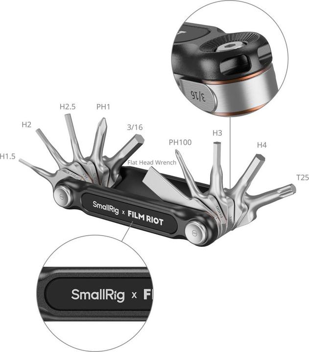 Actual product image SmallRig x FILM RIOT 10 in 1 Detent Folding Multi Tool Kit (Red) 4813
