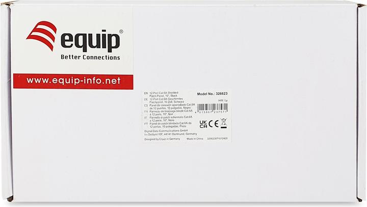 Actual product image equip Patch panel 12x RJ45 Cat6A 10" FTP 1U Premium black