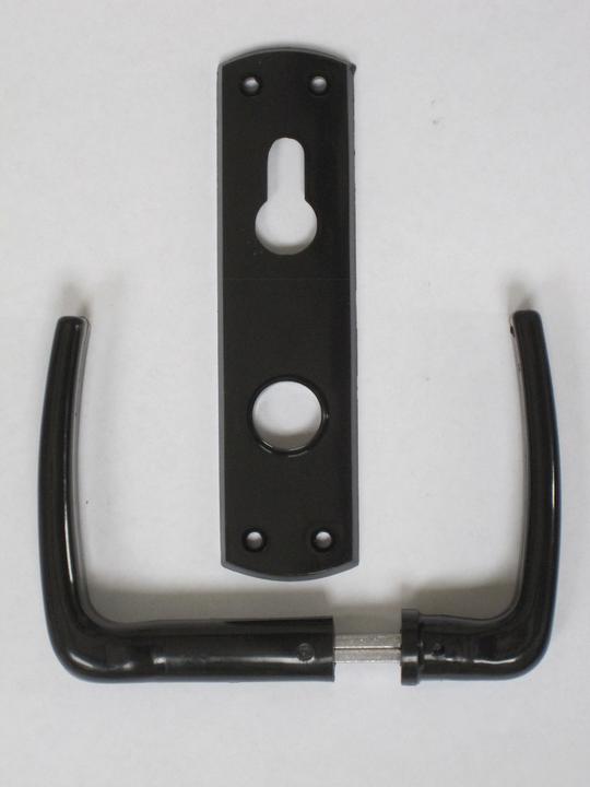 Actual product image Bever Lever handle set Universal rim lock PZ black 55 mm square spindle 8 mm (Door set)