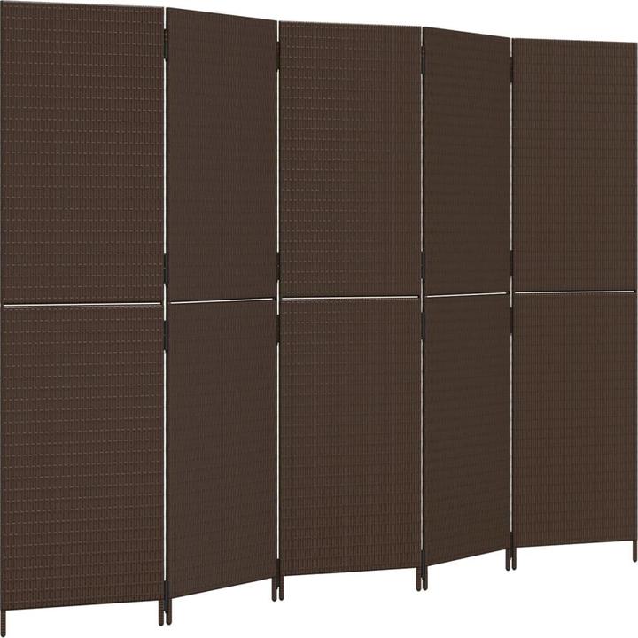 Produktbild VidaXL Paravent 5-tlg. Braun Poly Rattan,Farbe: Braun,Material: Poly