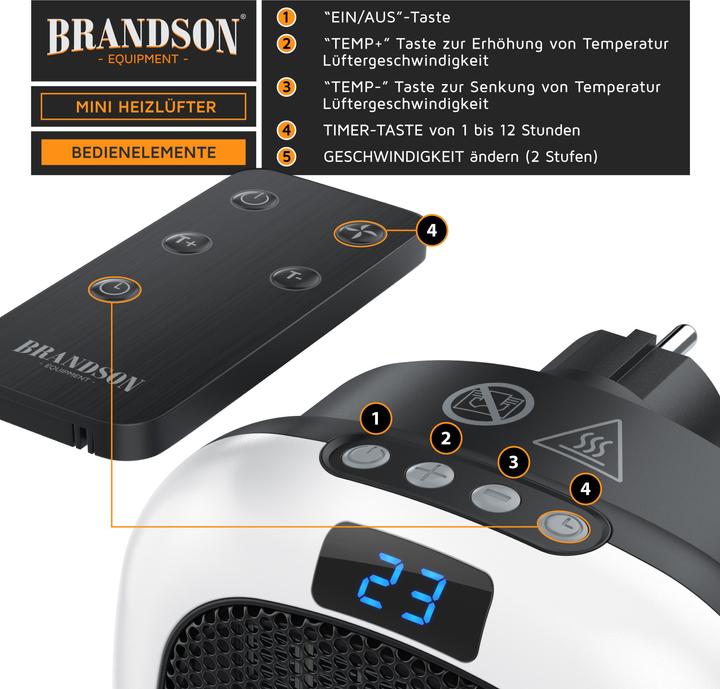 Actual product image Brandson Mini fan heater sockets (700 W)