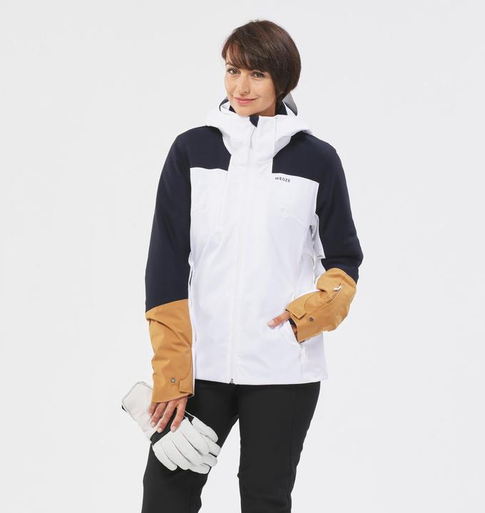 Wedze Women’s Ski Jacket 500 sport - white/navy/brown