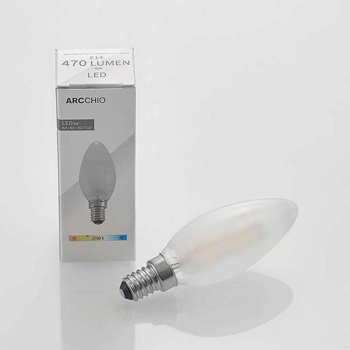 Actual product image Arcchio LED Lamp E14 4W 2,700K Candle, Dimmable, Frosted (E14, 4 W, 470 lm, 1 x, E)