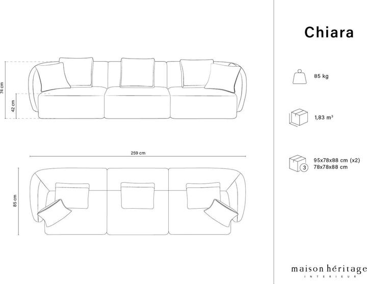 Produktbild Maison Heritage Chiara (3-Sitzer, Modular Sofa)