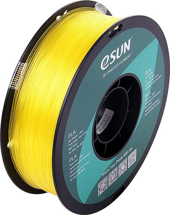 Actual product image eSUN PLA Yellow Transparent Filament 1.75mm 1Kg (PLA, 1.75 mm, 1000 g, Yellow)