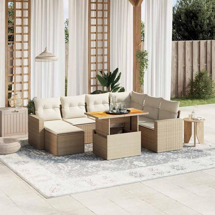 Produktbild VidaXL Gartenmöbel Sofa Garnitur Gartengarnitur Garten Sitzgruppe 8-tlg. Beige
