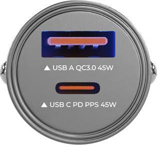 Image du produit prio Chargeur de voiture Fast Charge 45W PD (USB C) + 45W (USB A) noir