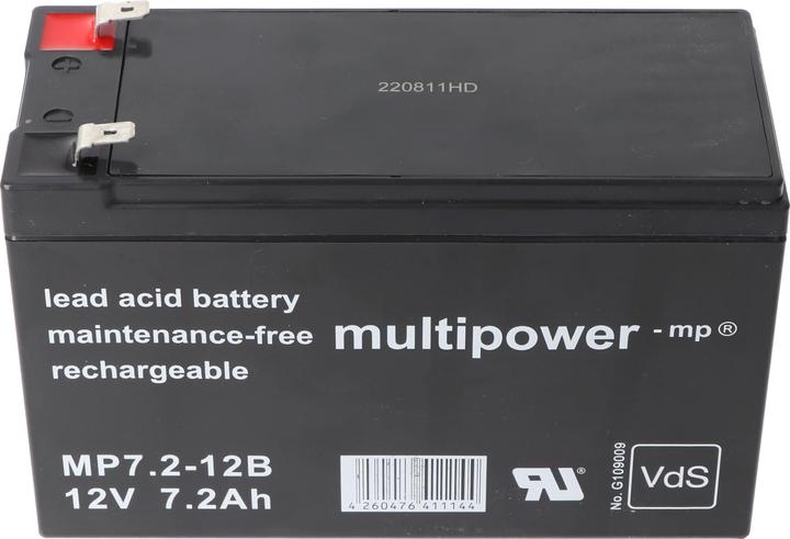 Actual product image Multipower MP7.2-12B Blei Akku PB mit Faston Kontakten 6,3mm, VDS G109009 (12 V, 7.20 Ah)