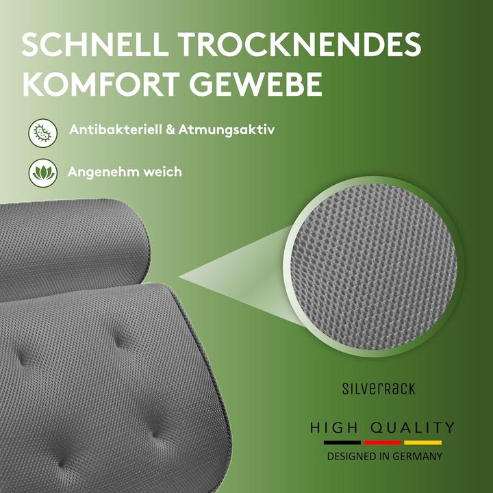 Produktbild Silverrack Badewannenkissen MEDIUM-WEICH - Nackenkissen für Badewanne mit Saugnäpfen als Badewannen-Zubehör