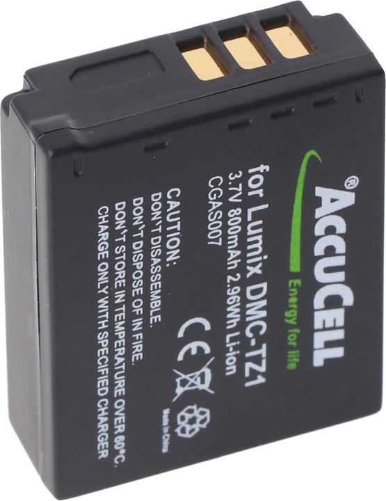 Image du produit AccuCell Akku passend für Panasonic Lumix DMC-TZ1 Akku Panasonic CGA-S007, CGA-S007E, DMW-BCD10