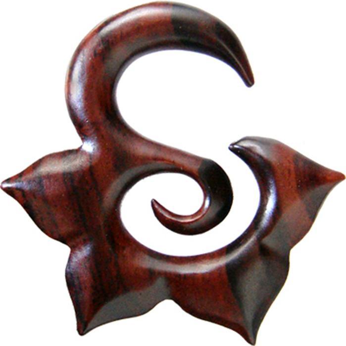 Star Piercing Ohrgewicht Haken Lotusblume aus Narra Holz (ohne Messing, Organisch)