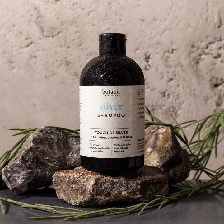 Actual product image Botanic Switzerland silver | Shampoo für blondes & weisses Haar (500 ml, Silver shampoo)