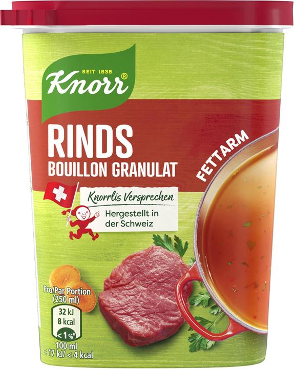 Produktbild Knorr Rinds Bouillon fettarm Granulat, fettfreie Bouillon zum Würzen von Fleisch, Saucen, Gemüse oder Reis