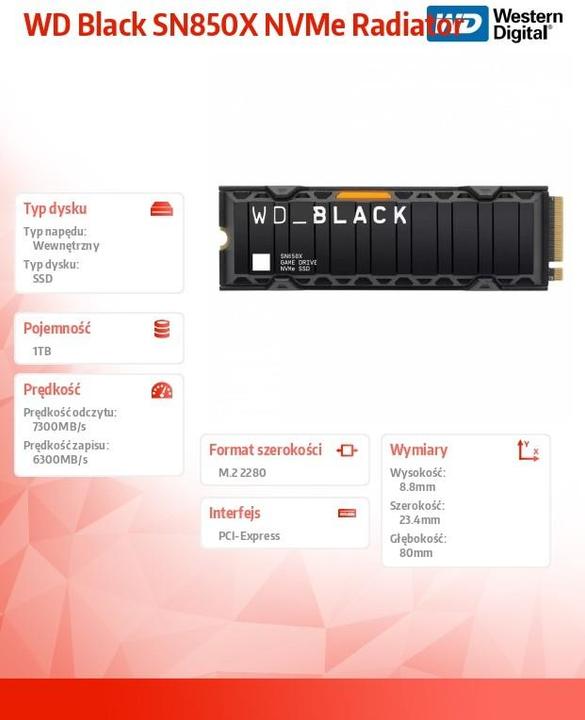 Produktbild WD Black SN850X mit Heatsink (1000 GB, M.2 2280)