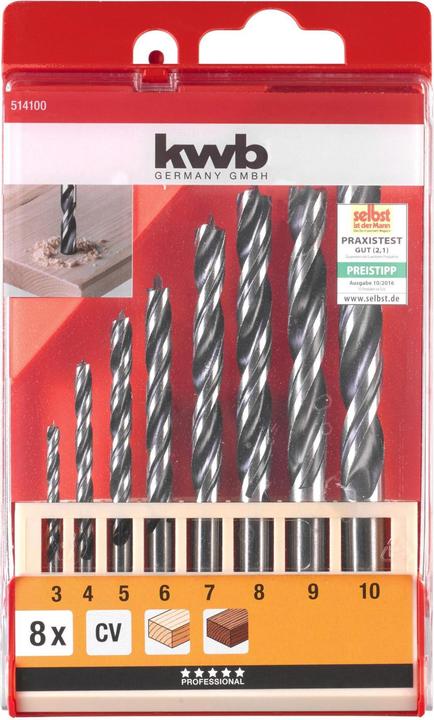 Produktbild kwb Holzbohrer Set (3 mm, 4 mm, 5 mm, 6 mm, 7 mm, 8 mm, 9 mm, 10 mm)