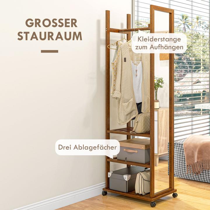 Produktbild Homcom Standspiegel mit Regal und Rollen (60 x 36 x 170 cm)