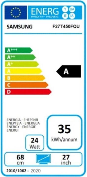 Energie-Label Samsung LF27T450FQUXEN (1920 x 1080 Pixel, 27")