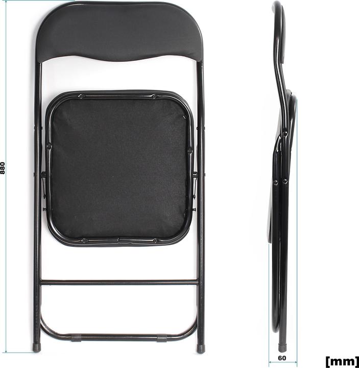Immagine prodotto Wiltec Set di 4 sedie pieghevoli 46x50x81cm nero sedia da giardino pieghevole 200kg acciaio