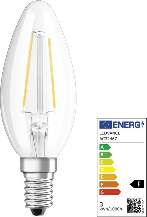 Produktbild Osram Led Retrofit Classic B (E14, 2.50 W, 250 lm, 2 x, F)