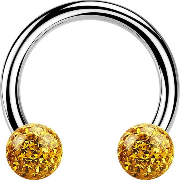 Star Piercing Circular Barbell silber mit zwei Kristall Kugeln topaz Epoxy Schutzschicht (Chirurgenstahl 316L, ohne Messing)