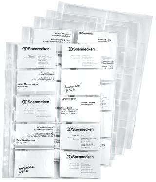 Produktbild Soennecken Visitenkartenhüllen A4 für bis zu 20 Karten 90x57mm Packung 10 Hüllen (A4)