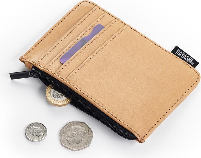 Hayashi-UK Geldtasche mit Reissverschluss, veganes Papier Leder